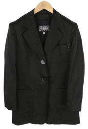 GIANFRANCO FERRE Women Jacket 42 Black Button-Up Notch Lapel Vintage Lightweight