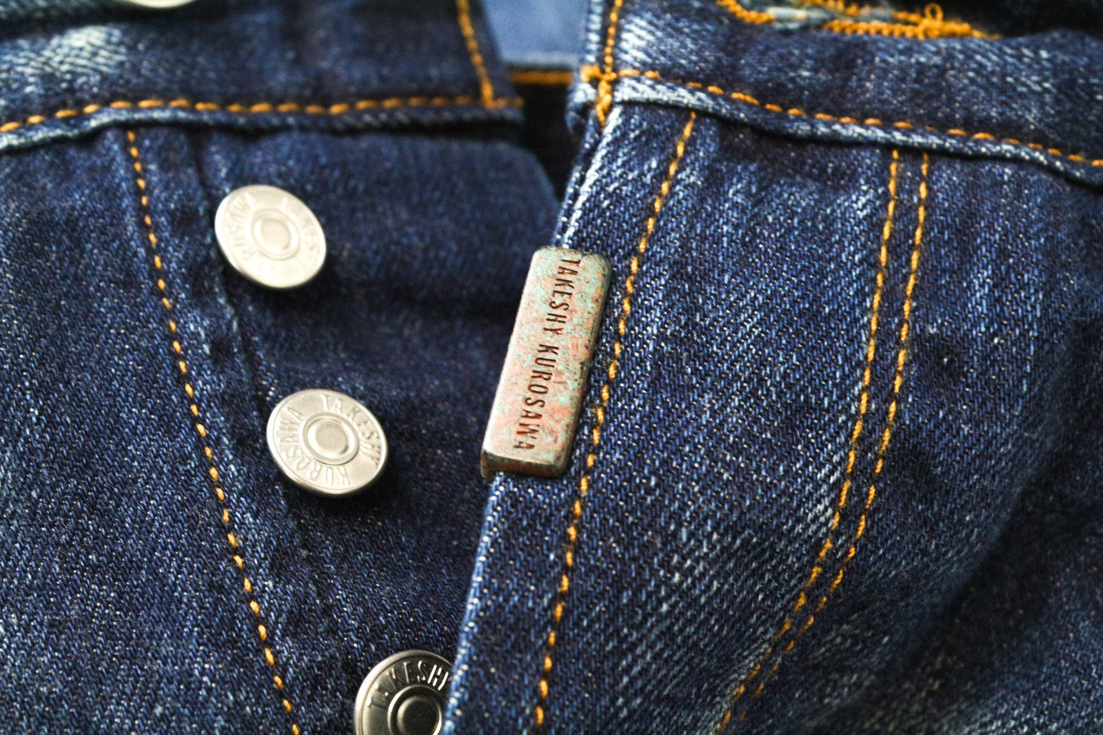 TAKESHY KUROSAWA Men's Jeans W32 Blue Pure Cotton Distressed Slim Fit Wash