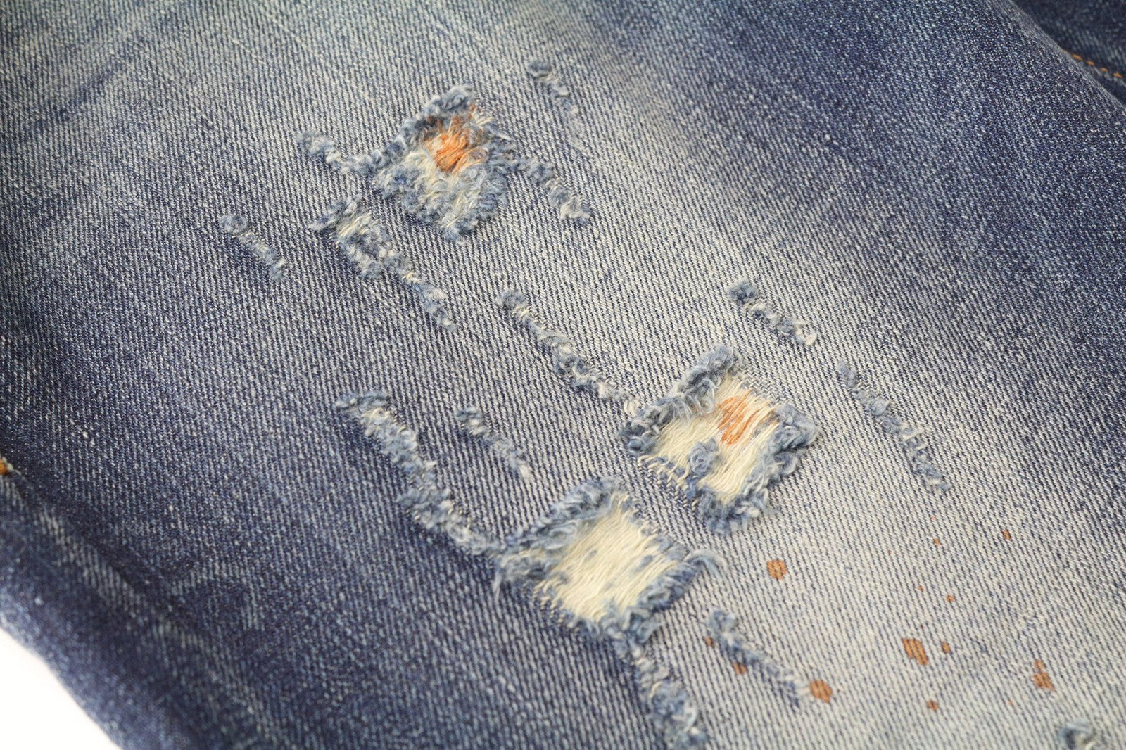 TAKESHY KUROSAWA Men's Jeans W32 Blue Pure Cotton Distressed Slim Fit Wash