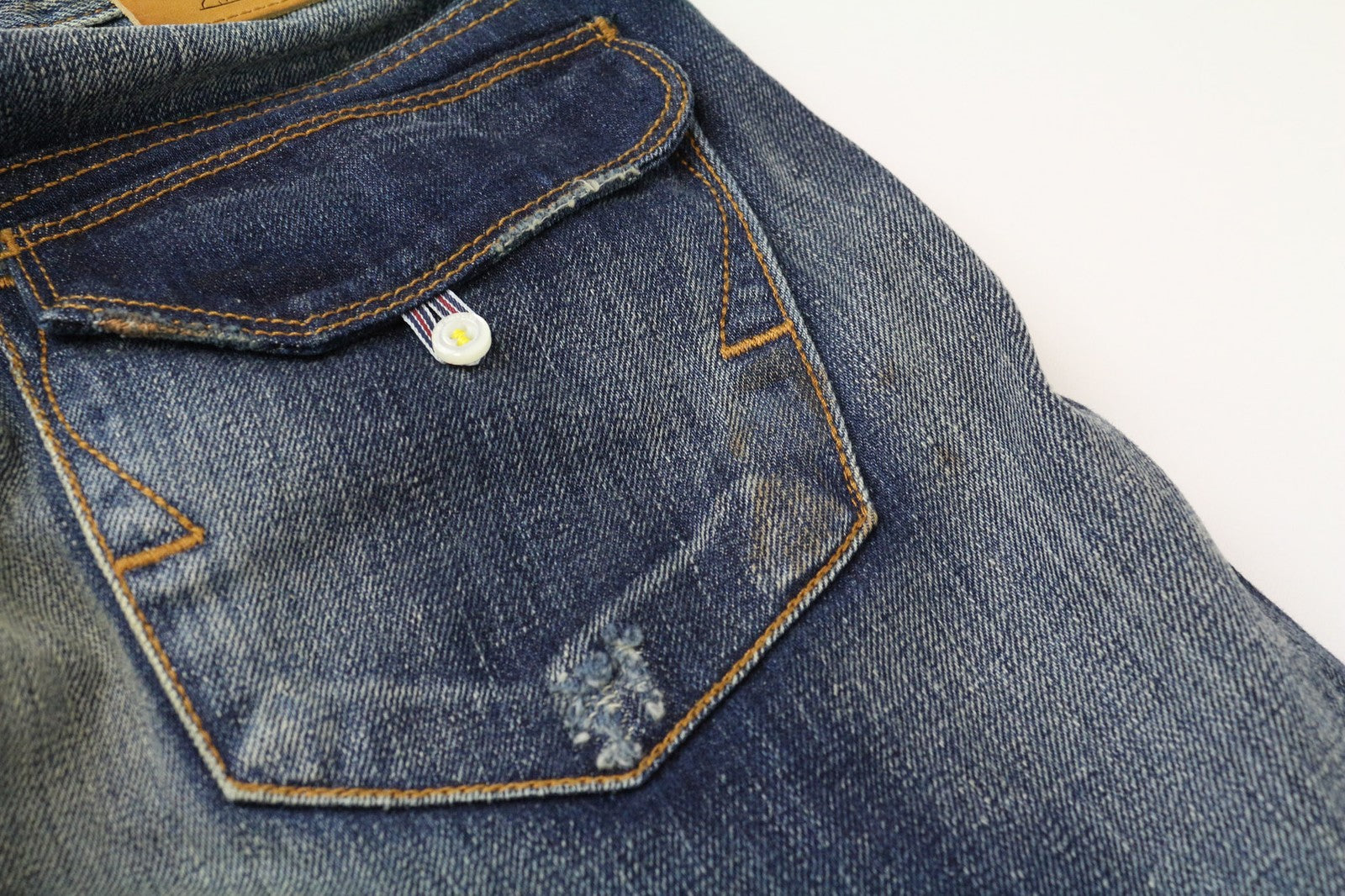 TAKESHY KUROSAWA Men's Jeans W32 Blue Pure Cotton Distressed Slim Fit Wash