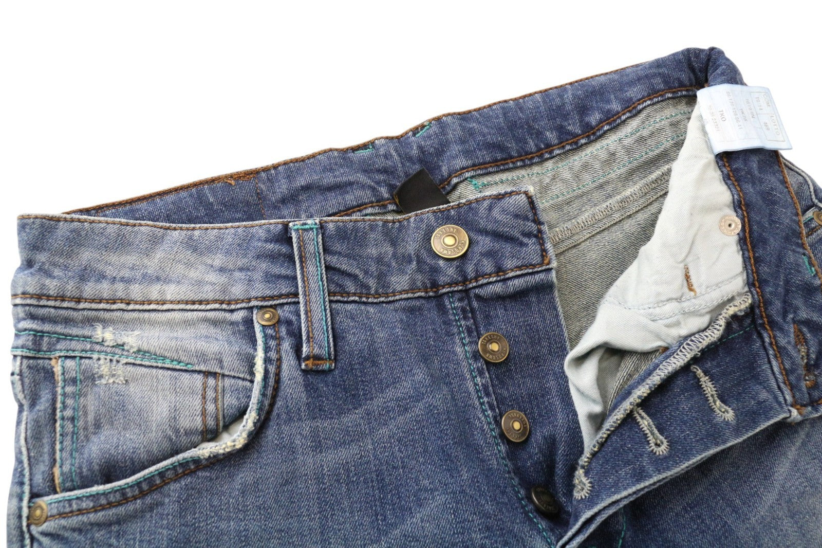 TAKESHY KUROSAWA vyriški džinsai W30 Slim Fit laisvalaikio mėlynos medvilnės skalbtos tamprios medžiagos