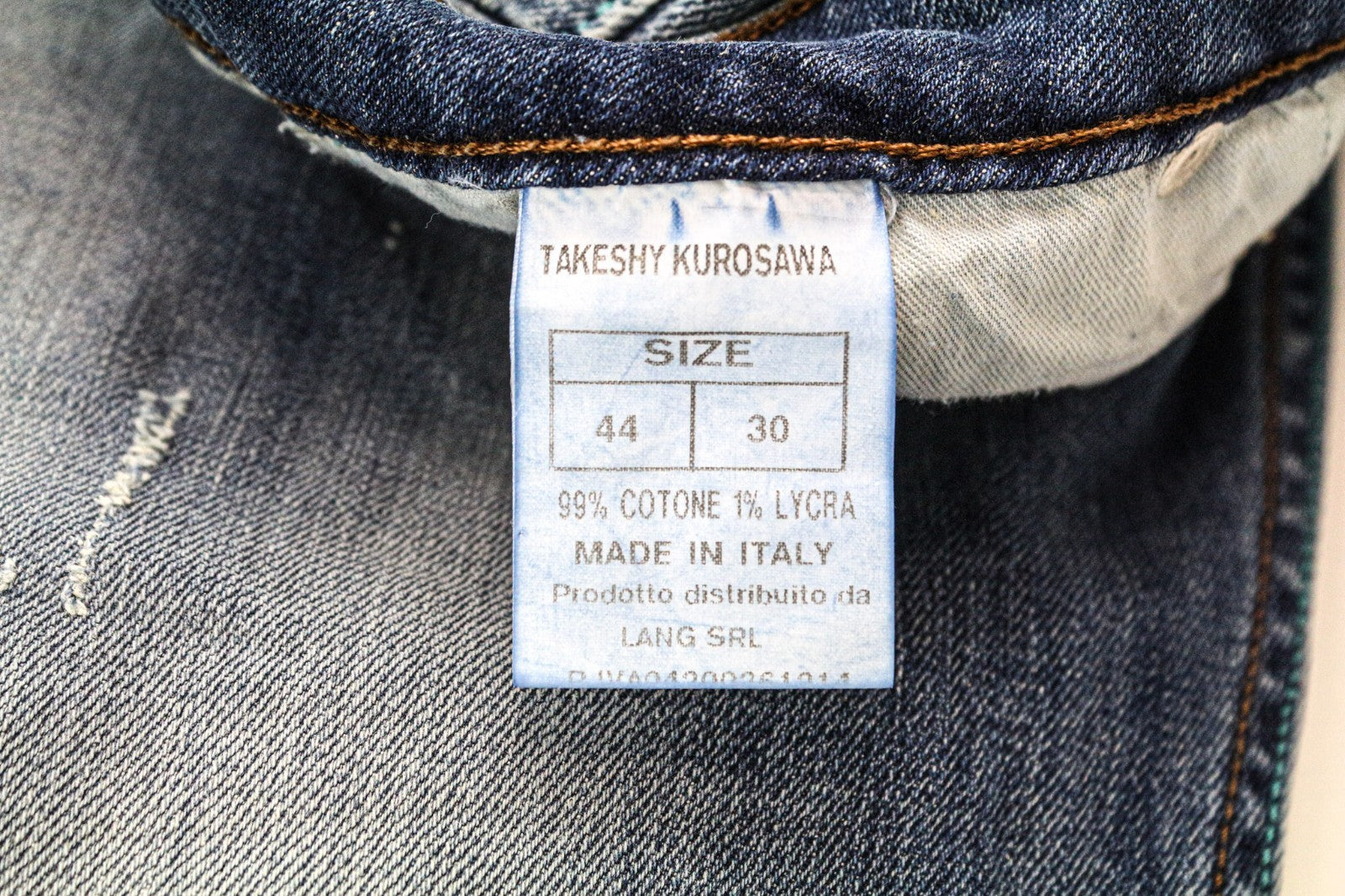 TAKESHY KUROSAWA vyriški džinsai W30 Slim Fit laisvalaikio mėlynos medvilnės skalbtos tamprios medžiagos