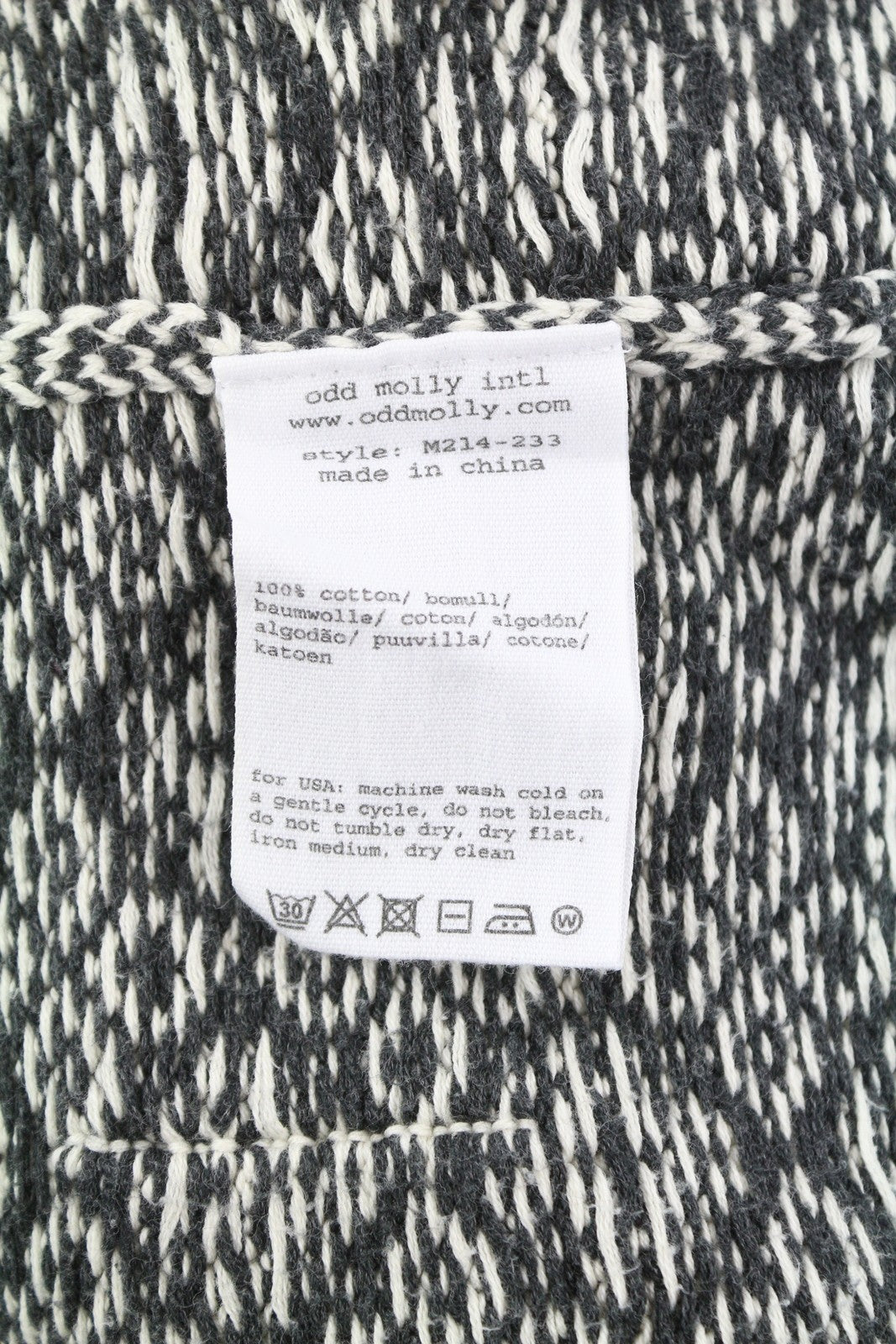 ODD MOLLY M214-233 Women Jumper XS Grey Patterned Cotton Knitted Logo Cardigan