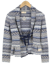 ODD MOLLY 616M-654B Women Jumper XS Blue Patterned Knitted Straps Logo Cardigan