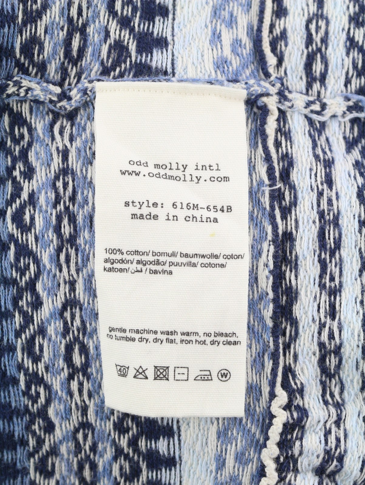 ODD MOLLY 616M-654B Women Jumper XS Blue Patterned Knitted Straps Logo Cardigan