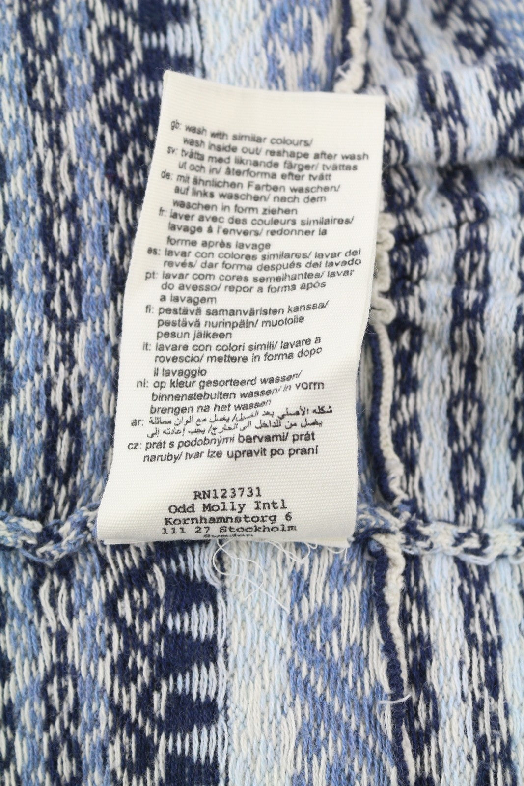 ODD MOLLY 616M-654B Women Jumper XS Blue Patterned Knitted Straps Logo Cardigan