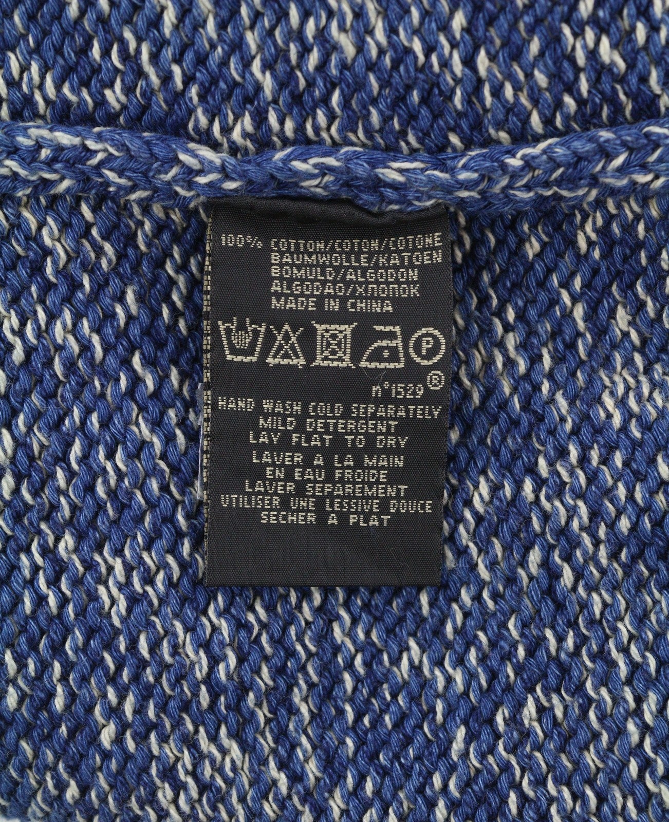 RRL RALPH LAUREN Men Jumper S Melange Blue Knitted Shawl Neck Pocket Pullover