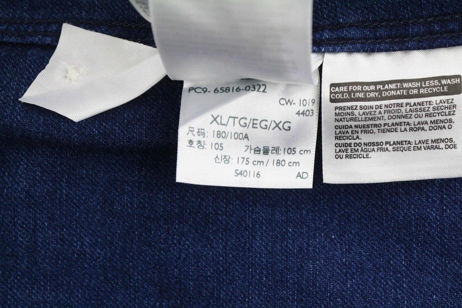 LEVI'S Men Shirt XL Blue Denim Western Snap Buttons Spread Neck Patch Pockets