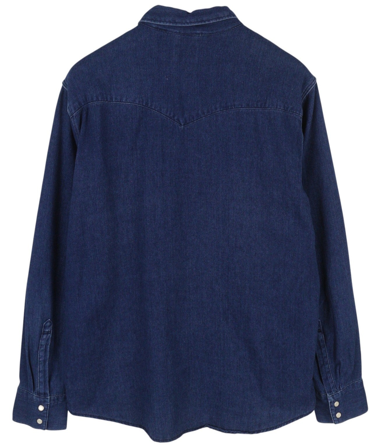 LEVI'S Men Shirt XL Blue Denim Western Snap Buttons Spread Neck Patch Pockets