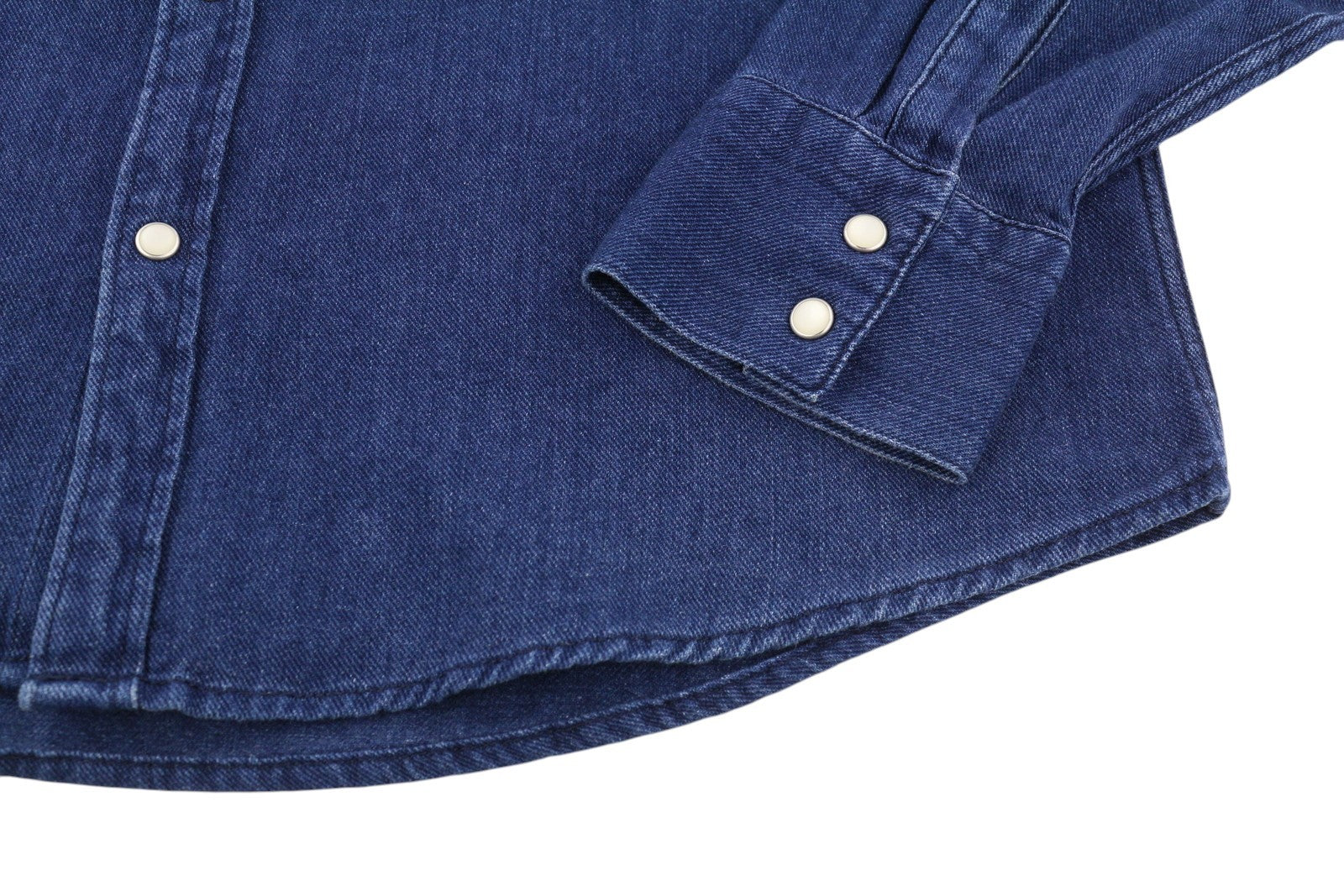 LEVI'S Men Shirt XL Blue Denim Western Snap Buttons Spread Neck Patch Pockets