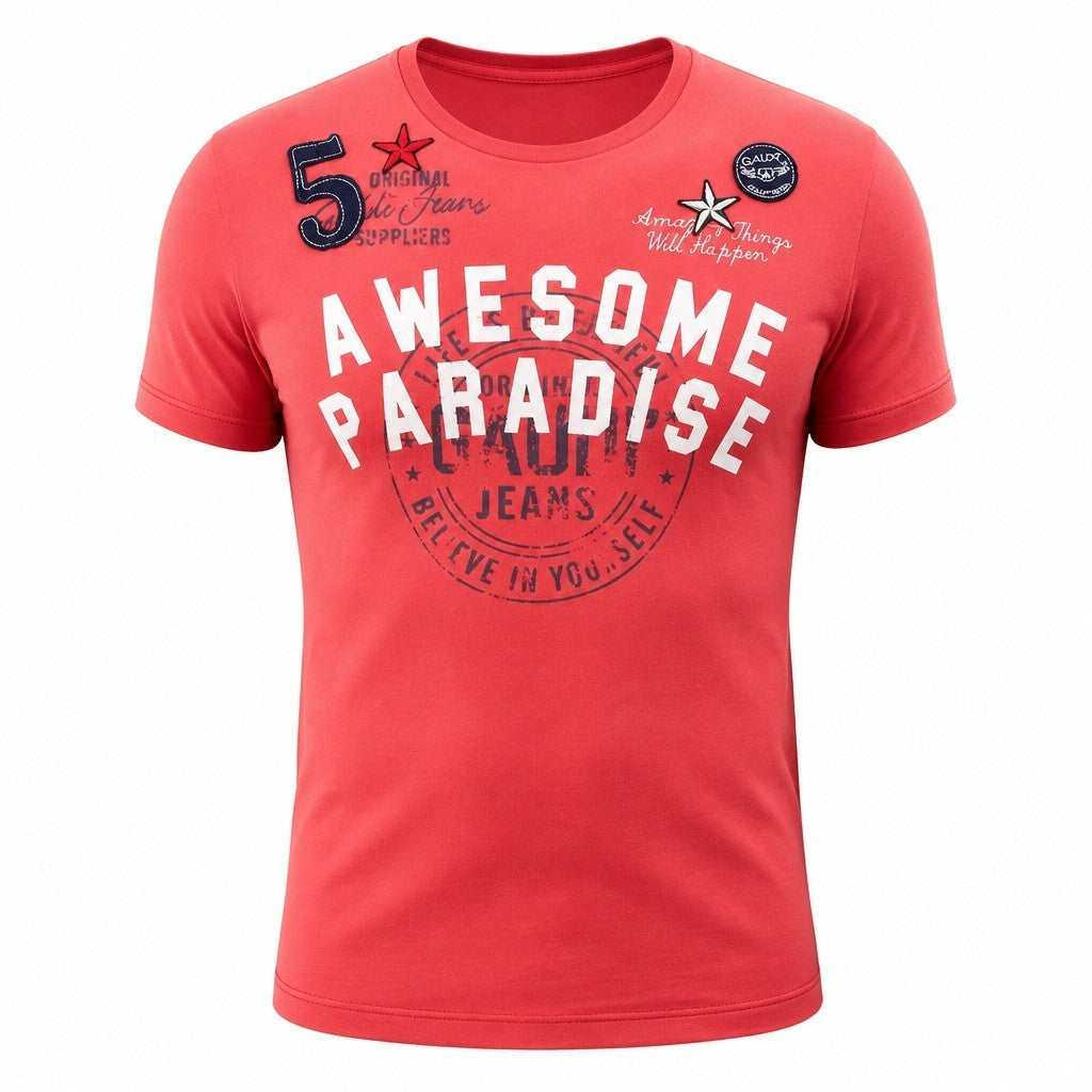 Rotes Twill-T-Shirt