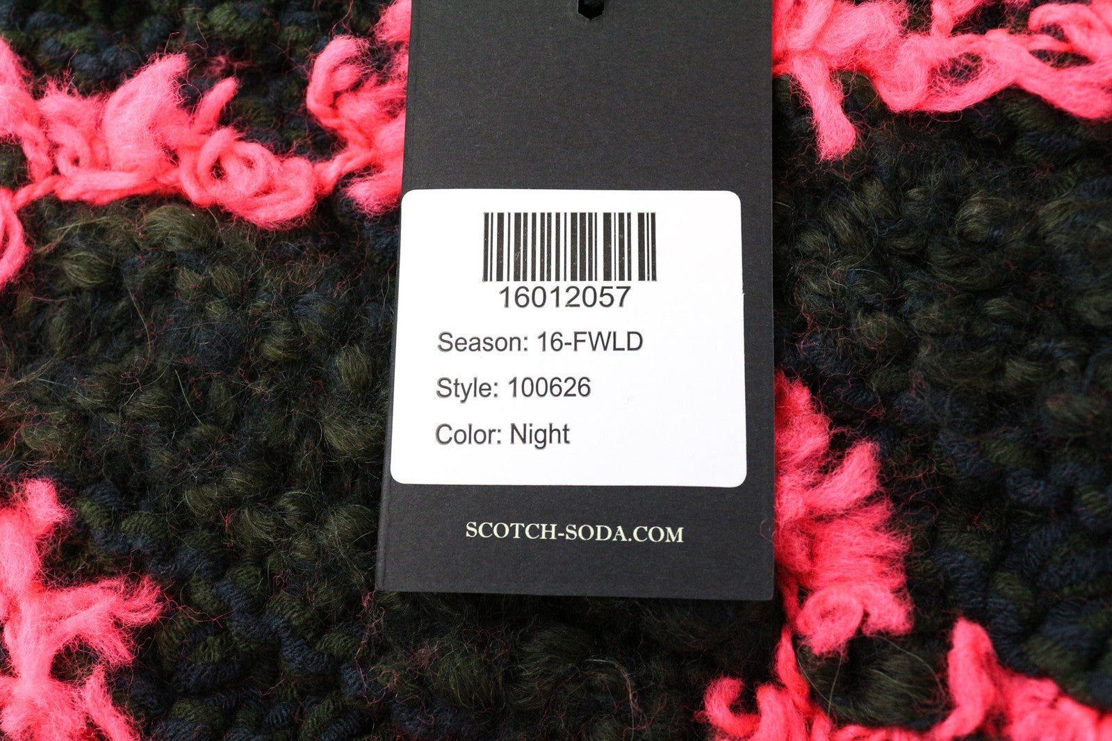 SCOTCH & SODA Women's Scarf OS Green Unisex Snood Chunky Tassels Patterned