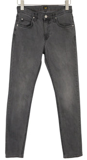 LEE Rider Men Jeans W29/L34 Grey Fade Effect Washed Slim Fit Zip Fly Logo Denim