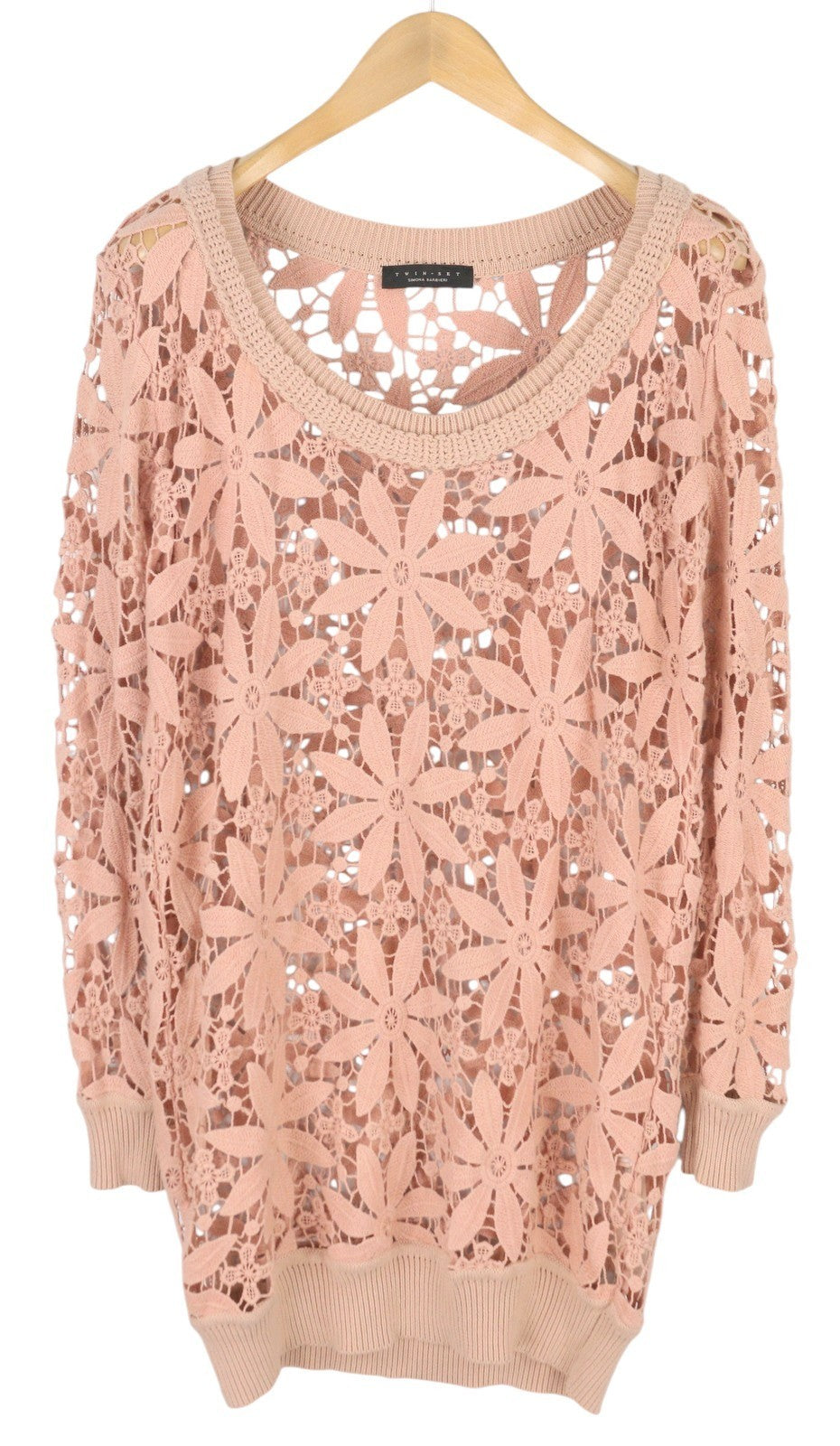 TWINSET Simona Barbieri Women Jumper S Flower Open-Knit Transparent Pullover