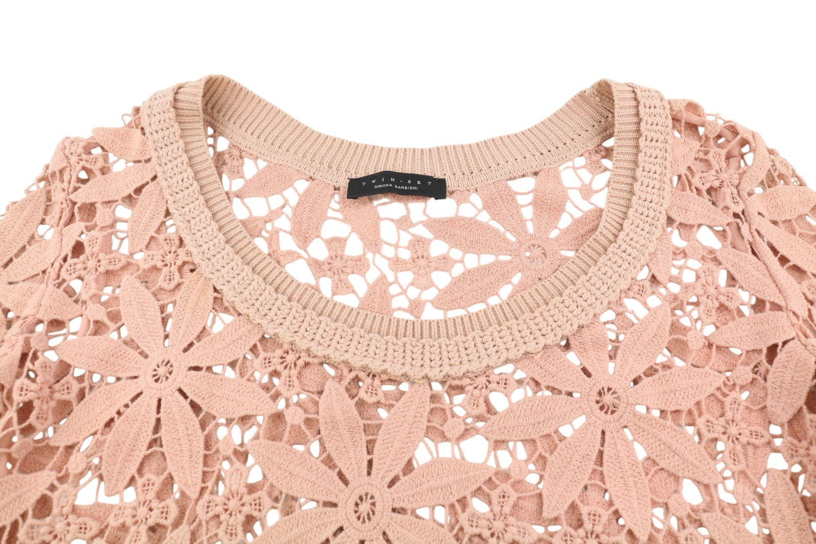 TWINSET Simona Barbieri Women Jumper S Flower Open-Knit Transparent Pullover