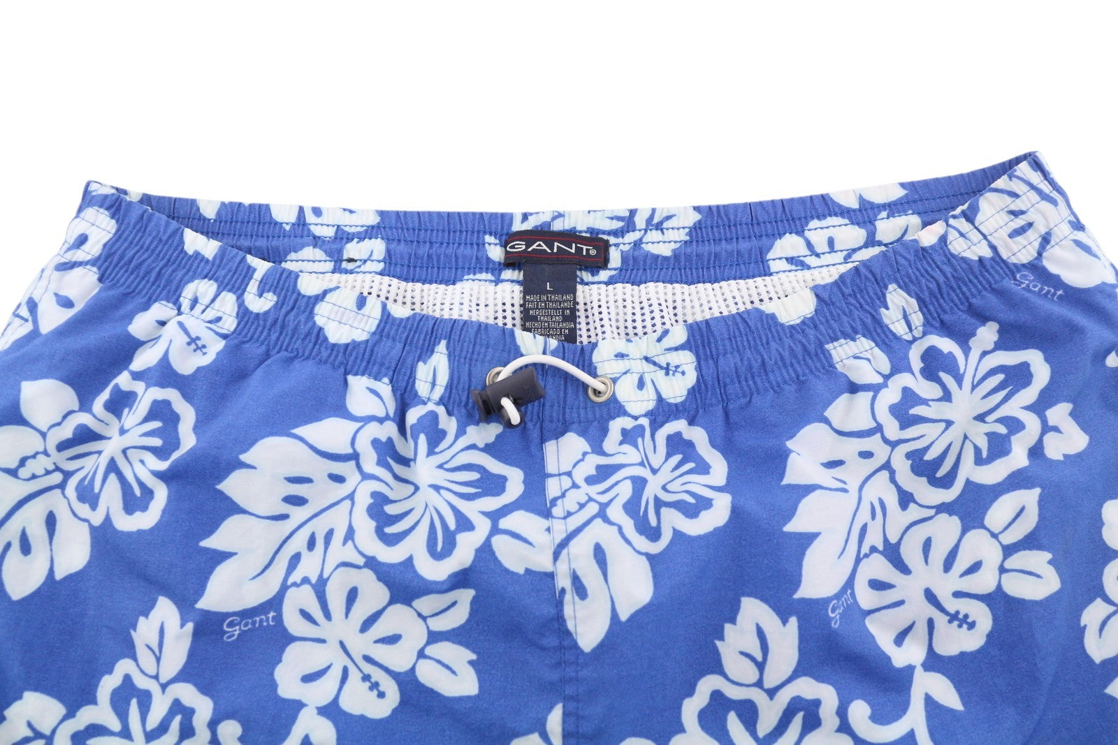GANT Men Swimwear L Blue Floral Pattern Elastic Drawstring Waist Mesh Lined
