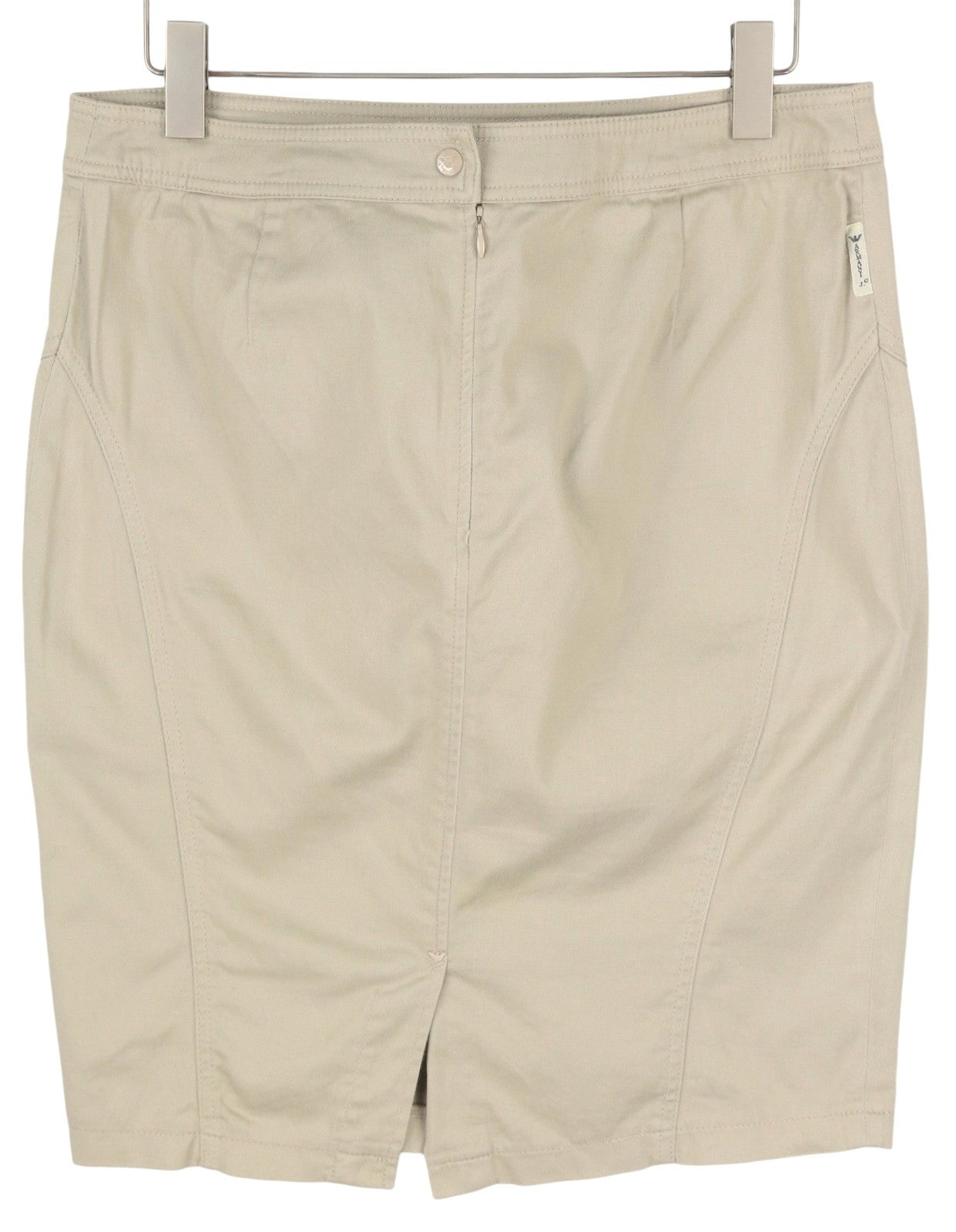 ARMANI JEANS Women Skirt EU46 Beige Split Zip Fly Unlined Pencil Style Mini