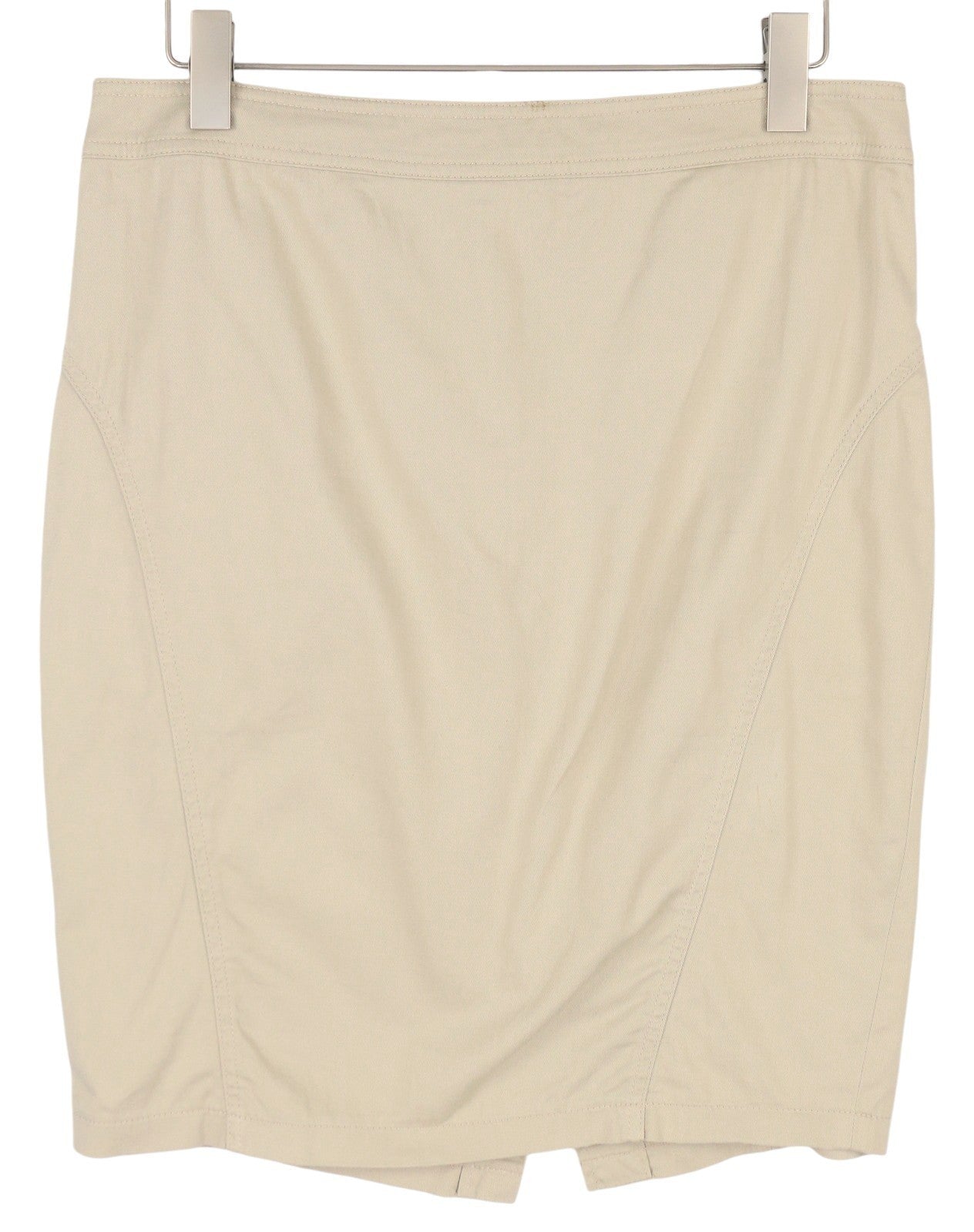 ARMANI JEANS Women Skirt EU46 Beige Split Zip Fly Unlined Pencil Style Mini