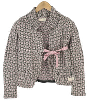 ODD MOLLY M115-233 Women Jumper XS Pink Patterned Cotton Knitted Logo Cardigan