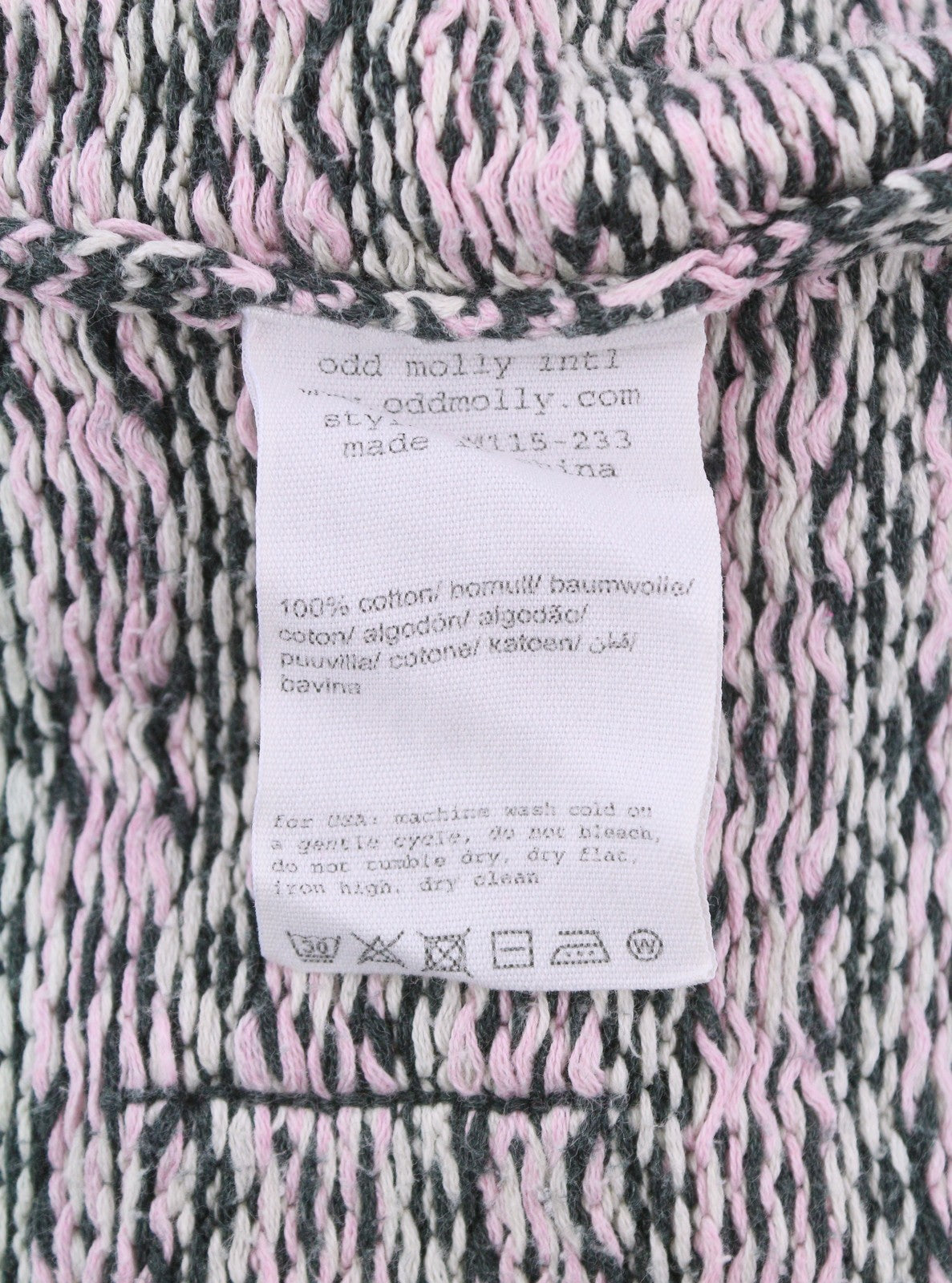 ODD MOLLY M115-233 Women Jumper XS Pink Patterned Cotton Knitted Logo Cardigan