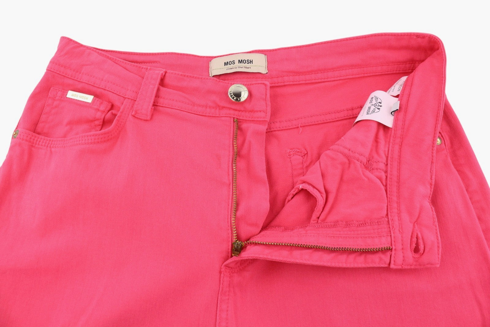MOS MOSH 151610 Jessica Spring Women Trousers W30 Bright Pink Bootcut Fit Zip