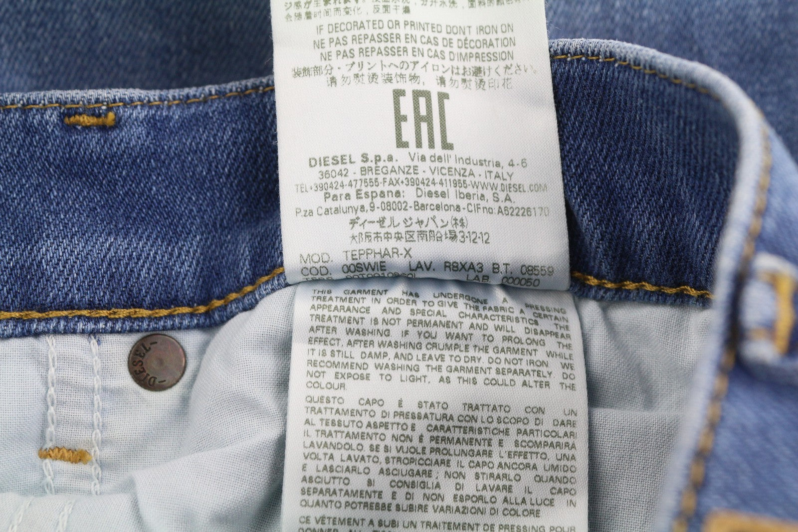 DIESEL Tepphar-X R8XA3 Men Jeans W30/L34 Slim Carrot Fit Stretch Washed Faded