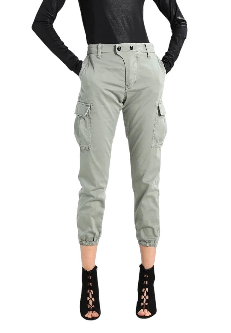 REPLAY W8769B Women Trousers W29 Grey Cargo Cropped Ankle Length Button Fly
