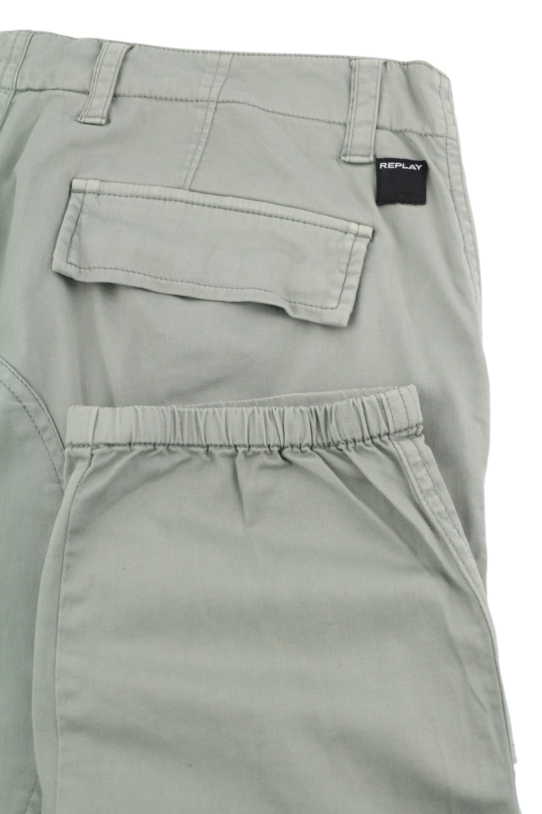 REPLAY W8769B Women Trousers W29 Grey Cargo Cropped Ankle Length Button Fly