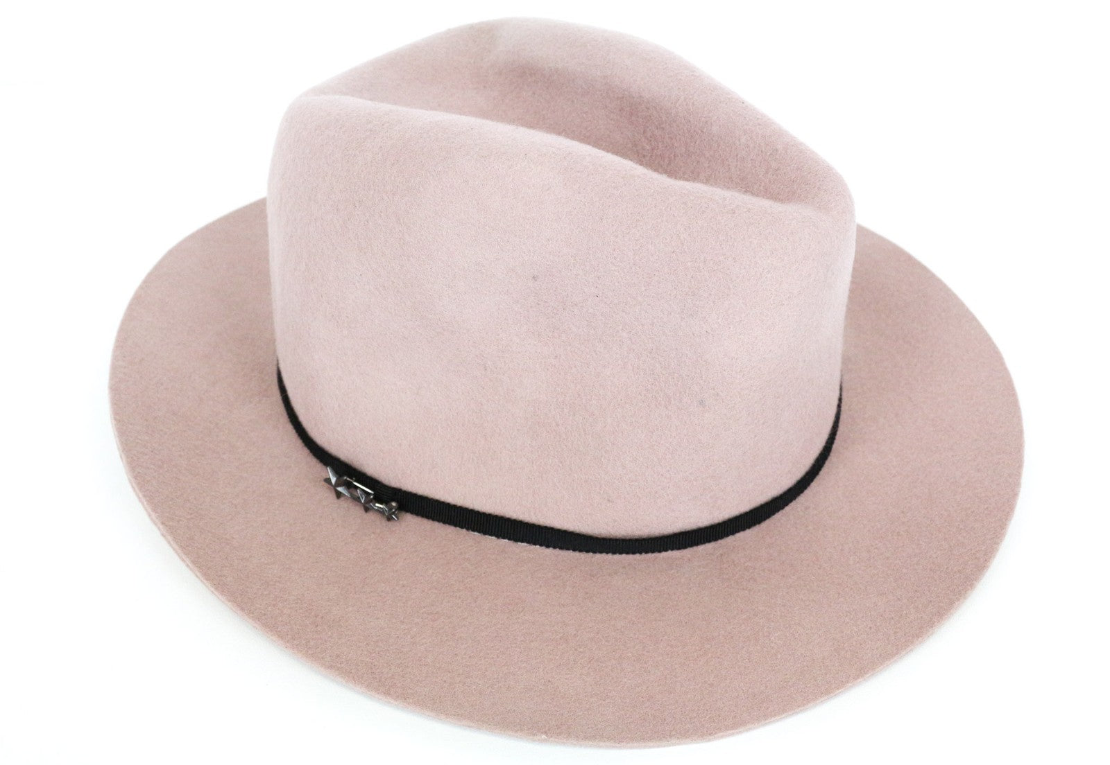 MAISON SCOTCH Women's Hat OS Light Pink Wool Panama Everyday Star Pins Design