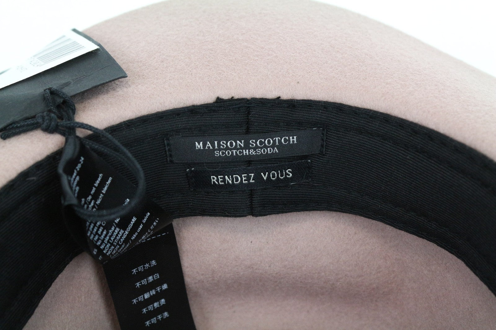 MAISON SCOTCH Women's Hat OS Light Pink Wool Panama Everyday Star Pins Design