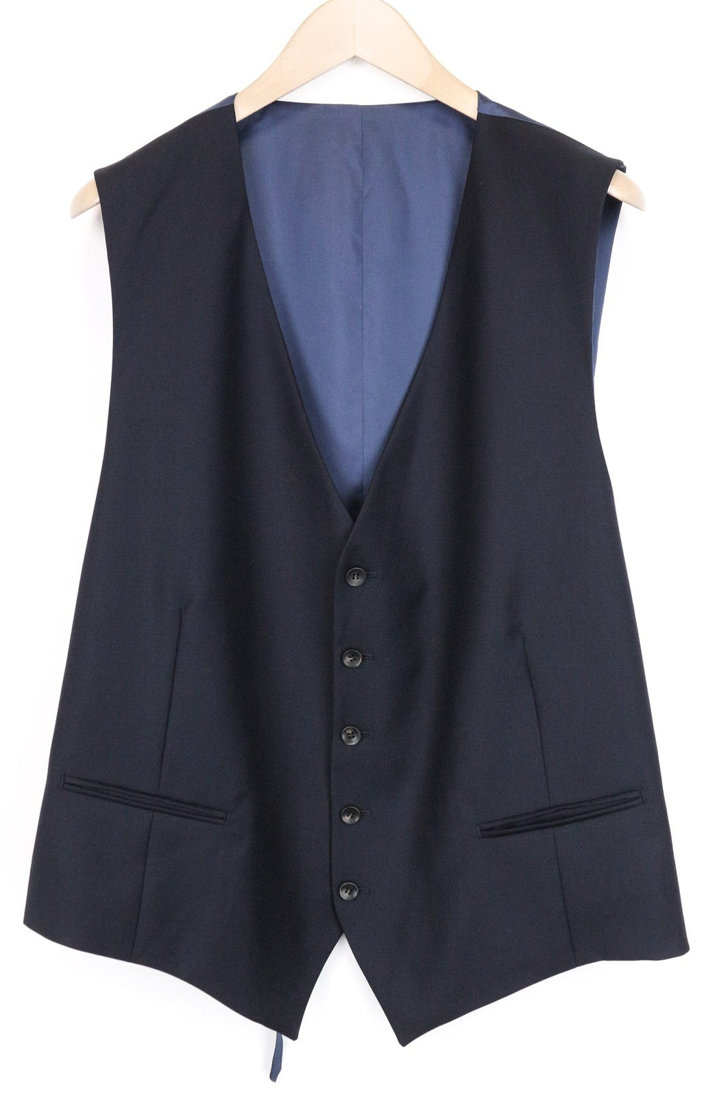 SUITSUPPLY Ferrara Men's Waistcoat UK52L Blue Pure Wool Single Breasted Vest