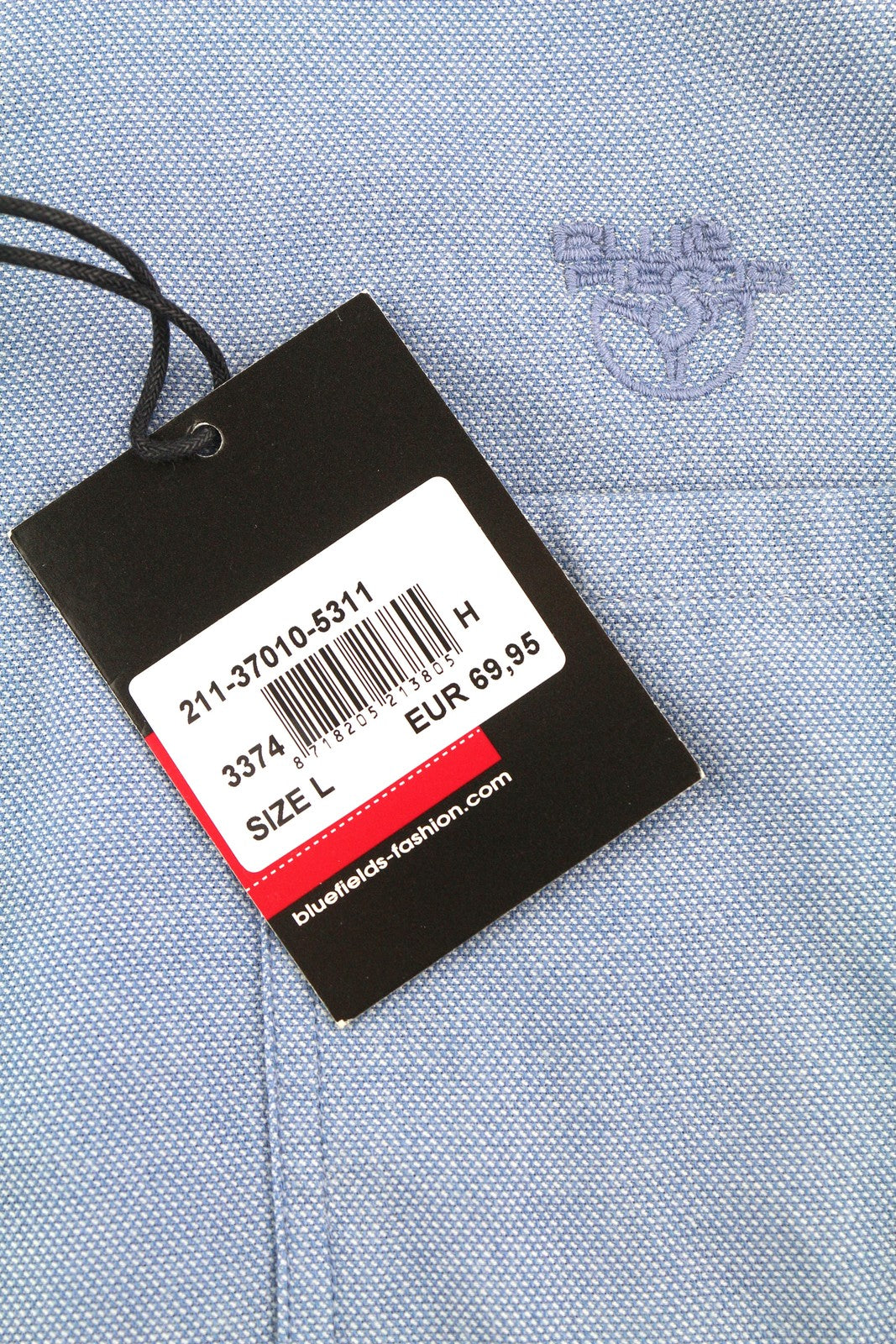 BLUE FIELDS Men Shirt L Blue Patterned Button-Down Neck Patch Pocket Casual