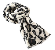 MAISON SCOTCH Women's Scarf OS Beige Black Wool Blend Triangle Patterned