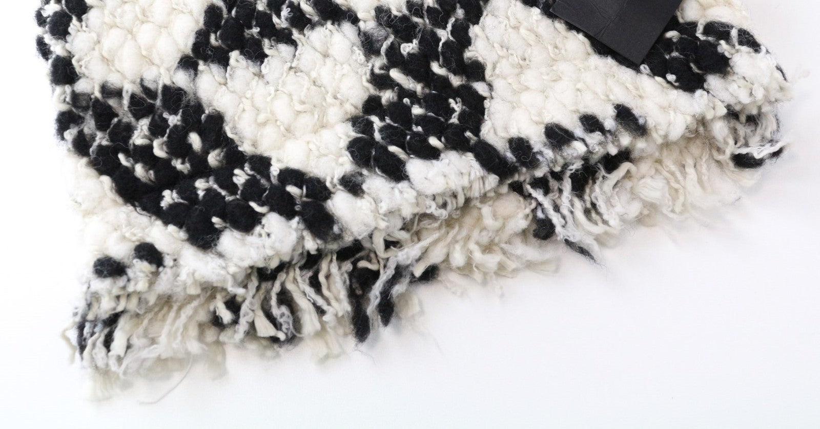 MAISON SCOTCH Women's Scarf OS Beige Black Wool Blend Triangle Patterned