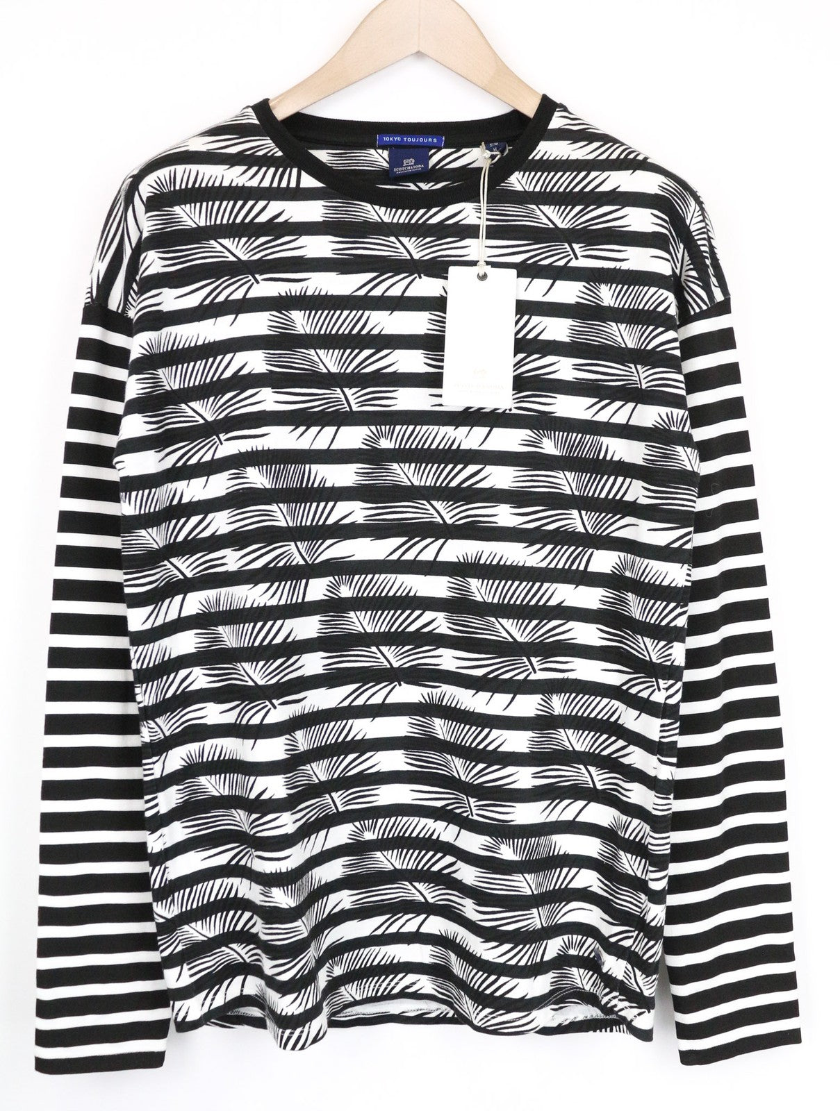 SCOTCH & SODA Ams Couture Men's T-Shirt M Black White Cotton Pattern Pullover