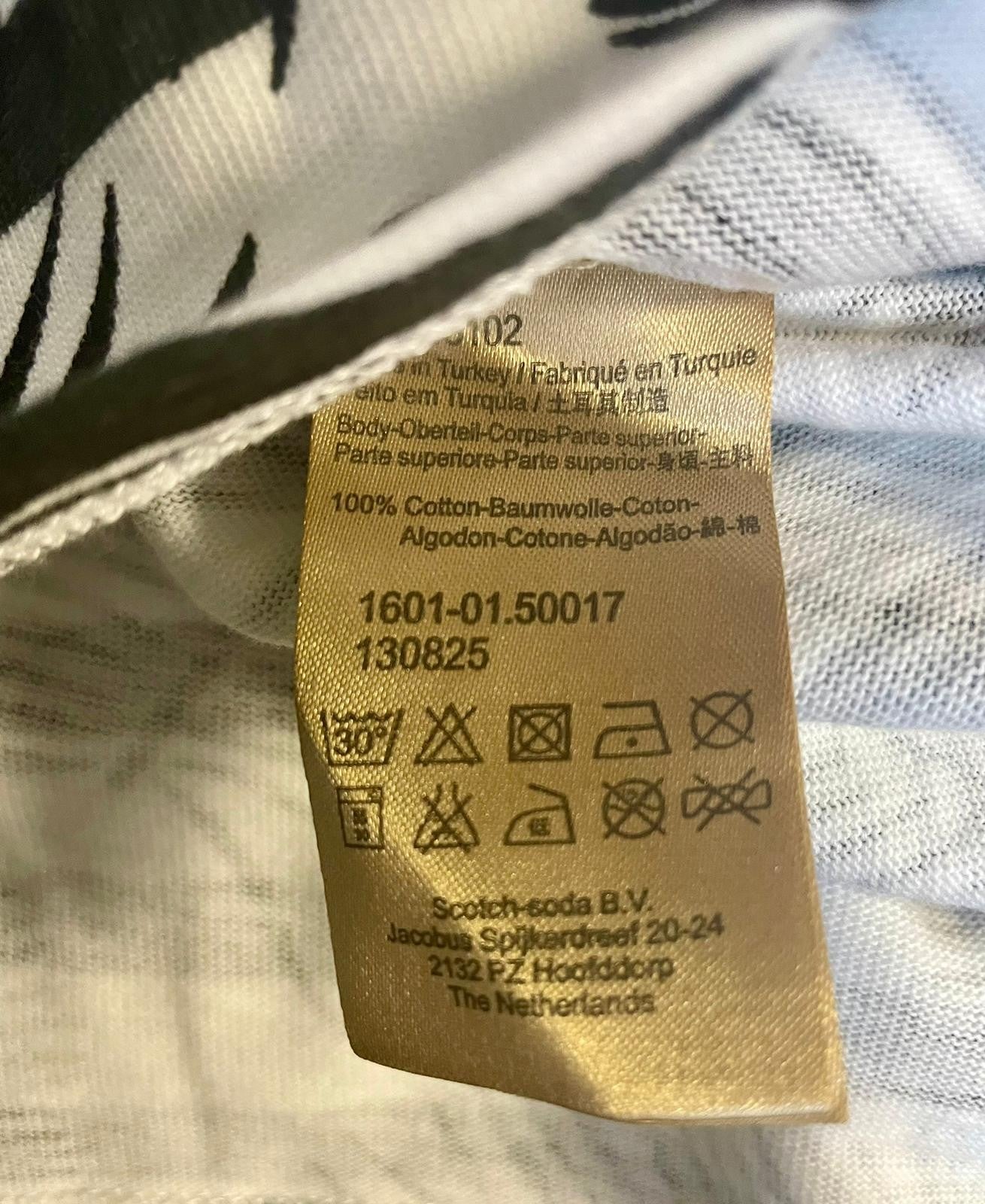 SCOTCH & SODA Ams Couture Men's T-Shirt M Black White Cotton Pattern Pullover