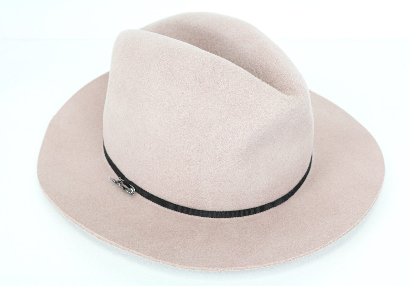 MAISON SCOTCH Women's Hat OS Pink Wool Fedora Casual Style with Star Pin