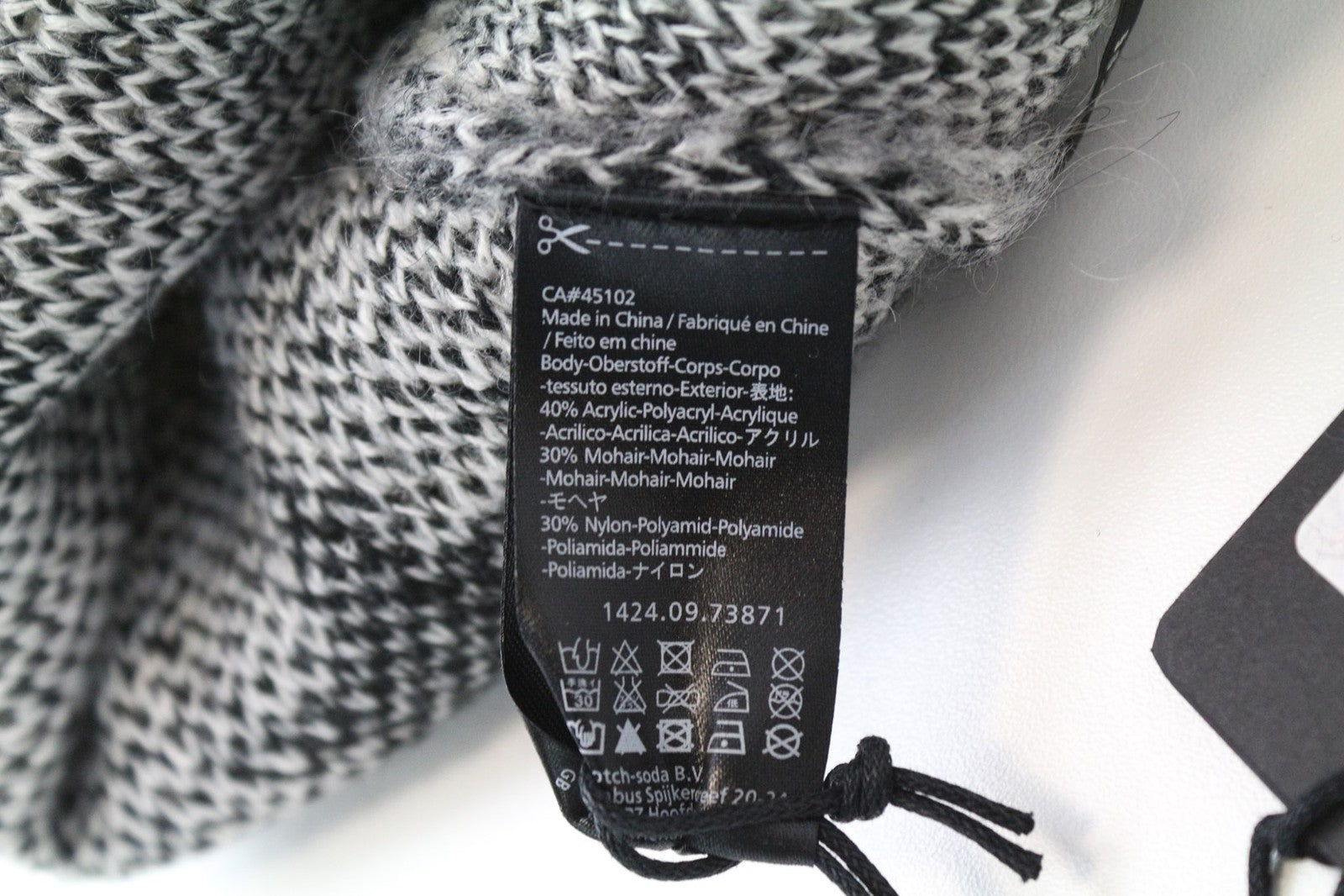 MAISON SCOTCH Women's Hat OS Grey Mohair Blend Beanie with Stars Pattern