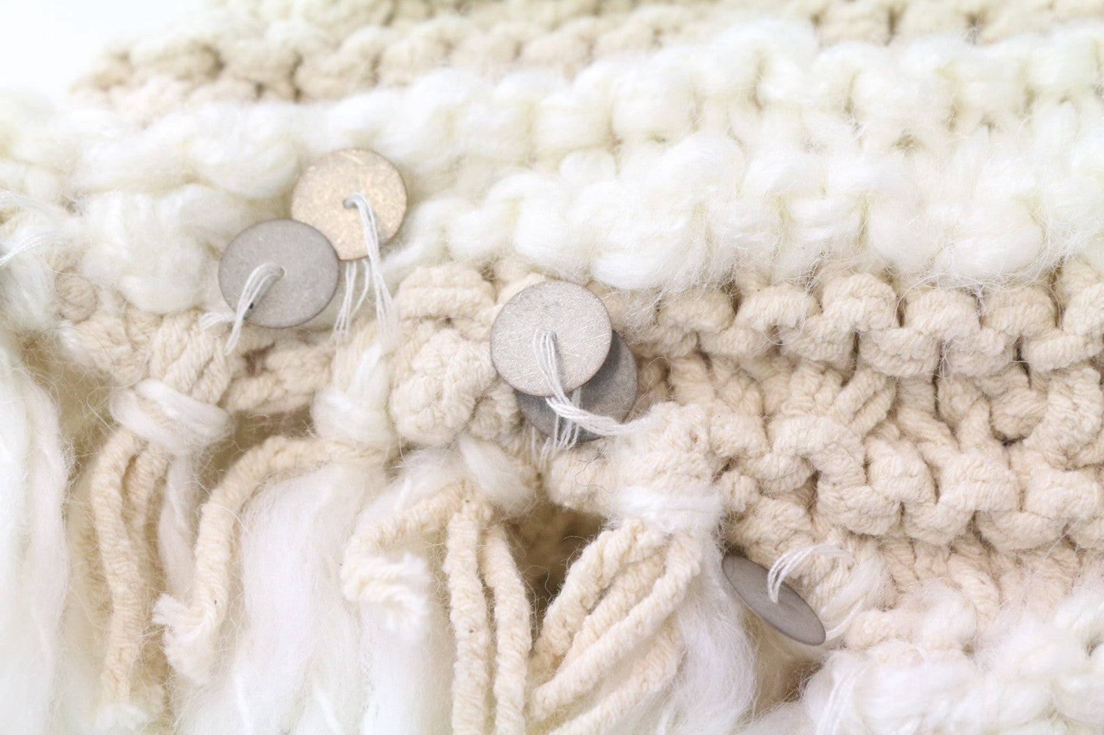 SCOTCH & SODA Ams Couture Women's Scarf OS Beige Ecru Knit Striped Sequins