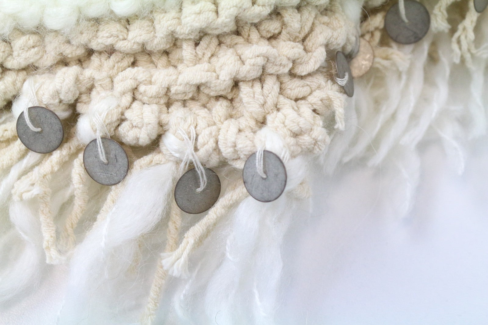 SCOTCH & SODA Ams Couture Women's Scarf OS Beige Ecru Knit Striped Sequins