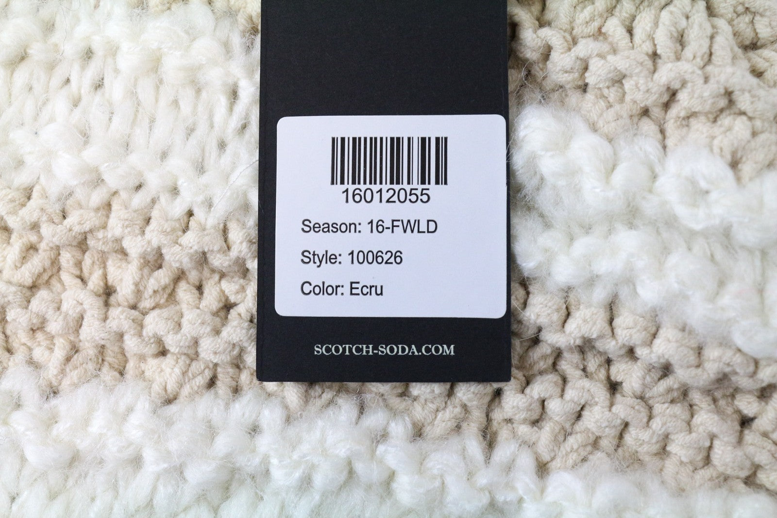 SCOTCH & SODA Ams Couture Women's Scarf OS Beige Ecru Knit Striped Sequins