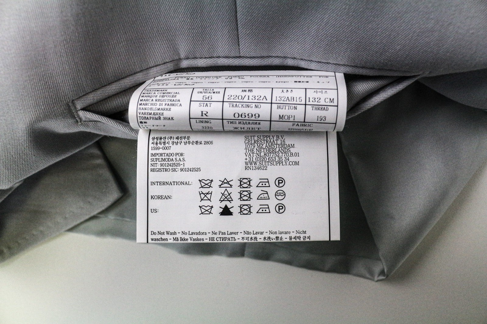 SUITSUPPLY Ferrara vyriška liemenė UK56R pilka medvilninė kašmyro klasikinė liemenė 