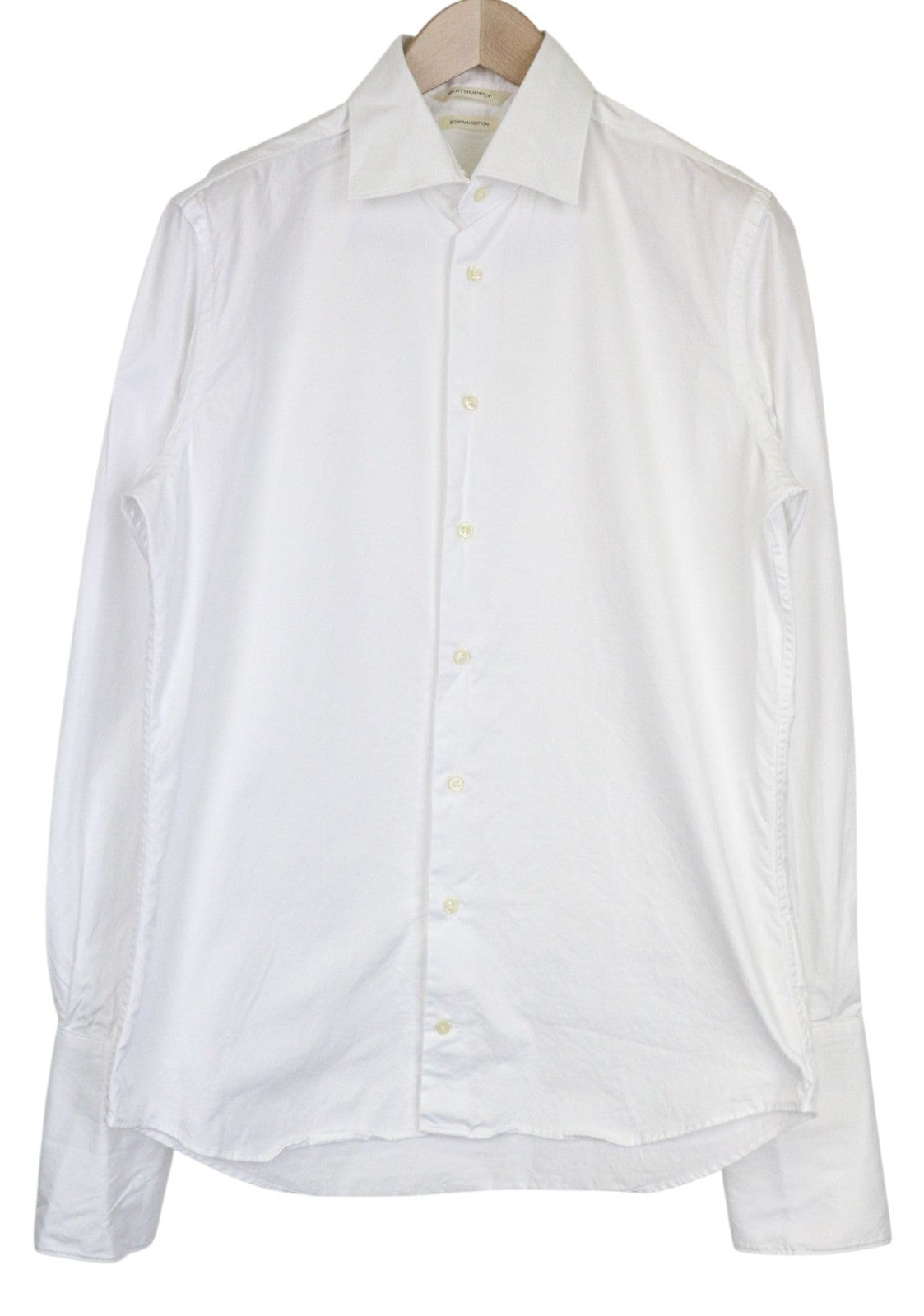 SUITSUPPLY Men's Shirt 40/15.75 Slim White Cotton Long Sleeve Formal Top