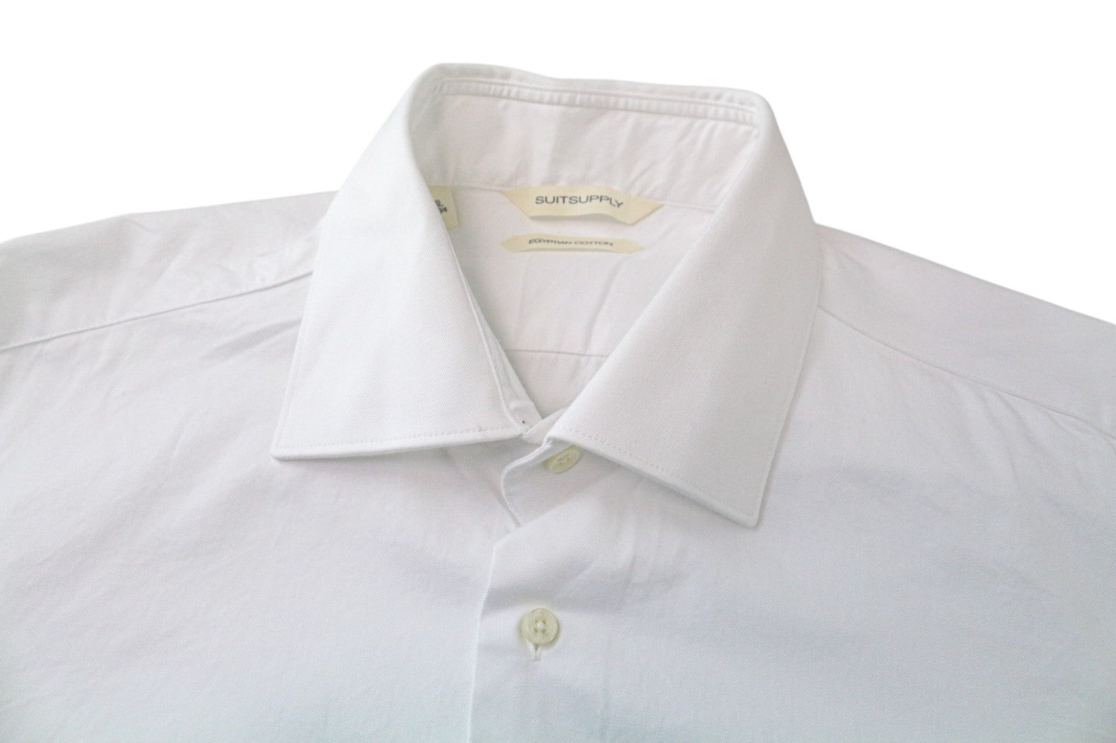 SUITSUPPLY Men's Shirt 40/15.75 Slim White Cotton Long Sleeve Formal Top