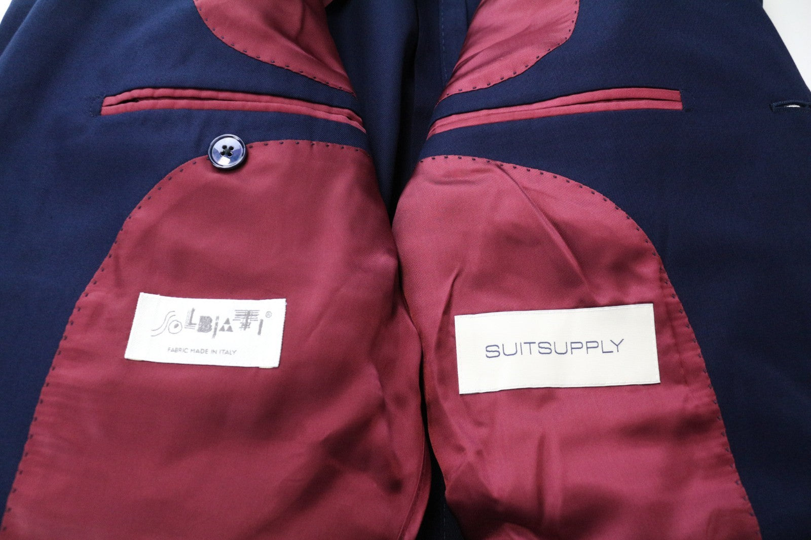 SUITSUPPLY La Spalla Men's Suit UK38R Blue Cotton 2Pc Lined Slim Single Breasted