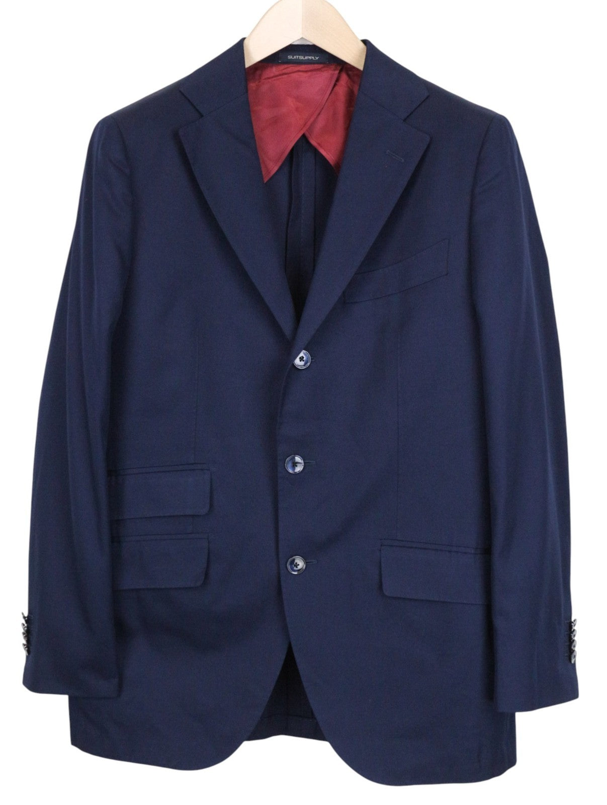 SUITSUPPLY La Spalla Men's Suit UK38R Blue Cotton 2Pc Lined Slim Single Breasted