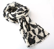MAISON SCOTCH Women's Scarf OS Beige Black Wool Blend Winter Triangle Wrap