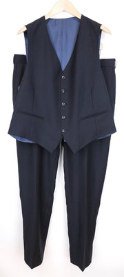 SUITSUPPLY Ferrara Men's Suit UK44S Navy Wool 2Pc Set with Vest & Trousers