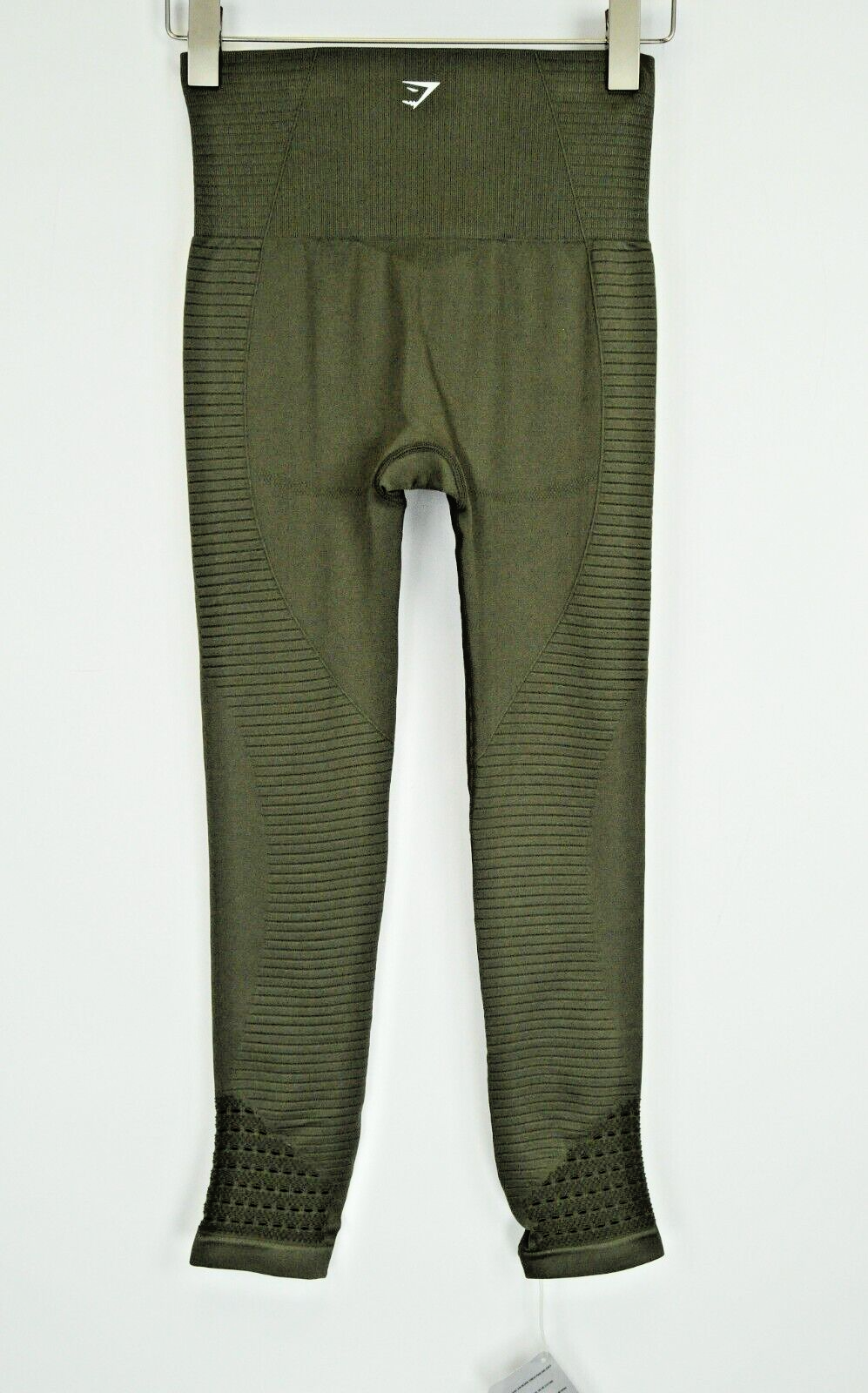 GYMSHARK Women M Green High-Waist Stretch Activewear Logo Sport Leggings