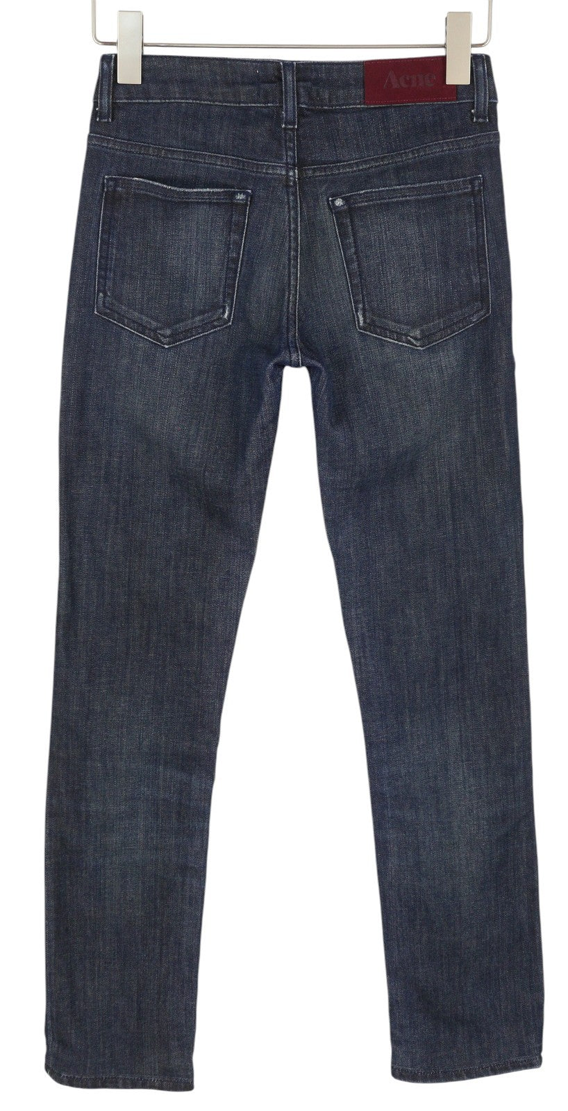 ACNE Hex/Over Women Jeans W26 Dark Blue Faded Whiskers Straight Fit Denim